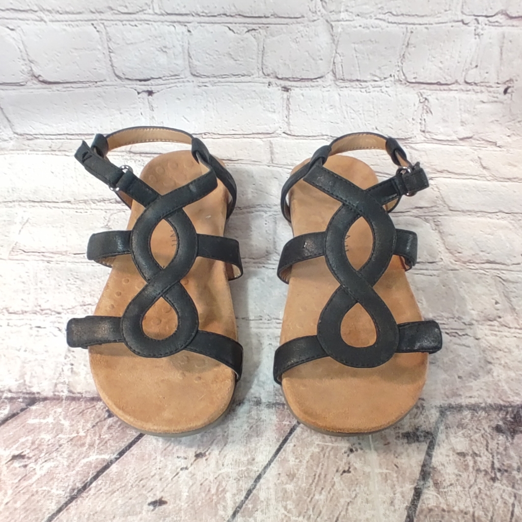 Vionic Jodie Strappy Black Comfort Sandals 7 Adjustable Straps